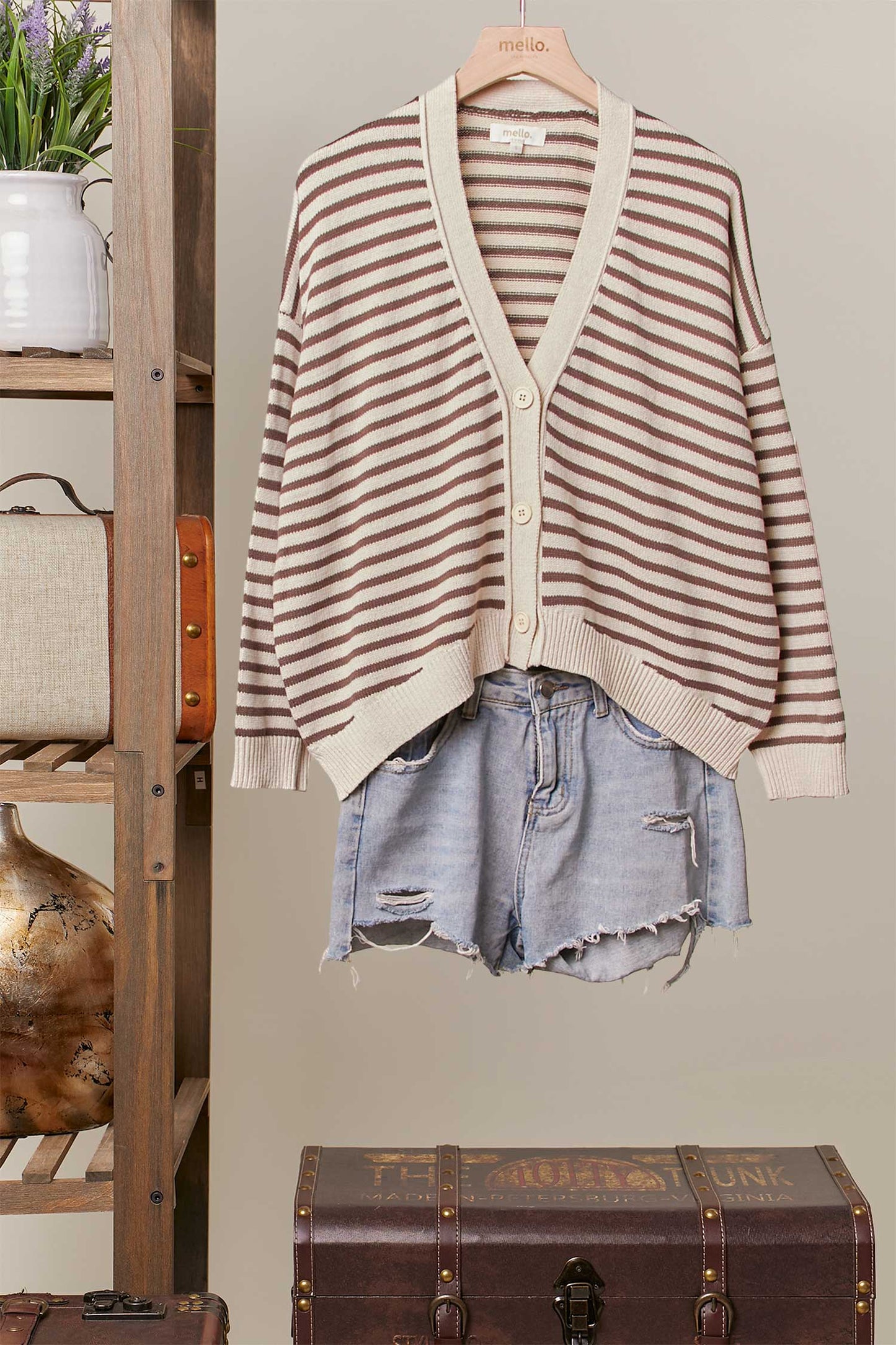 Brown & Cream Stripe Cardigan