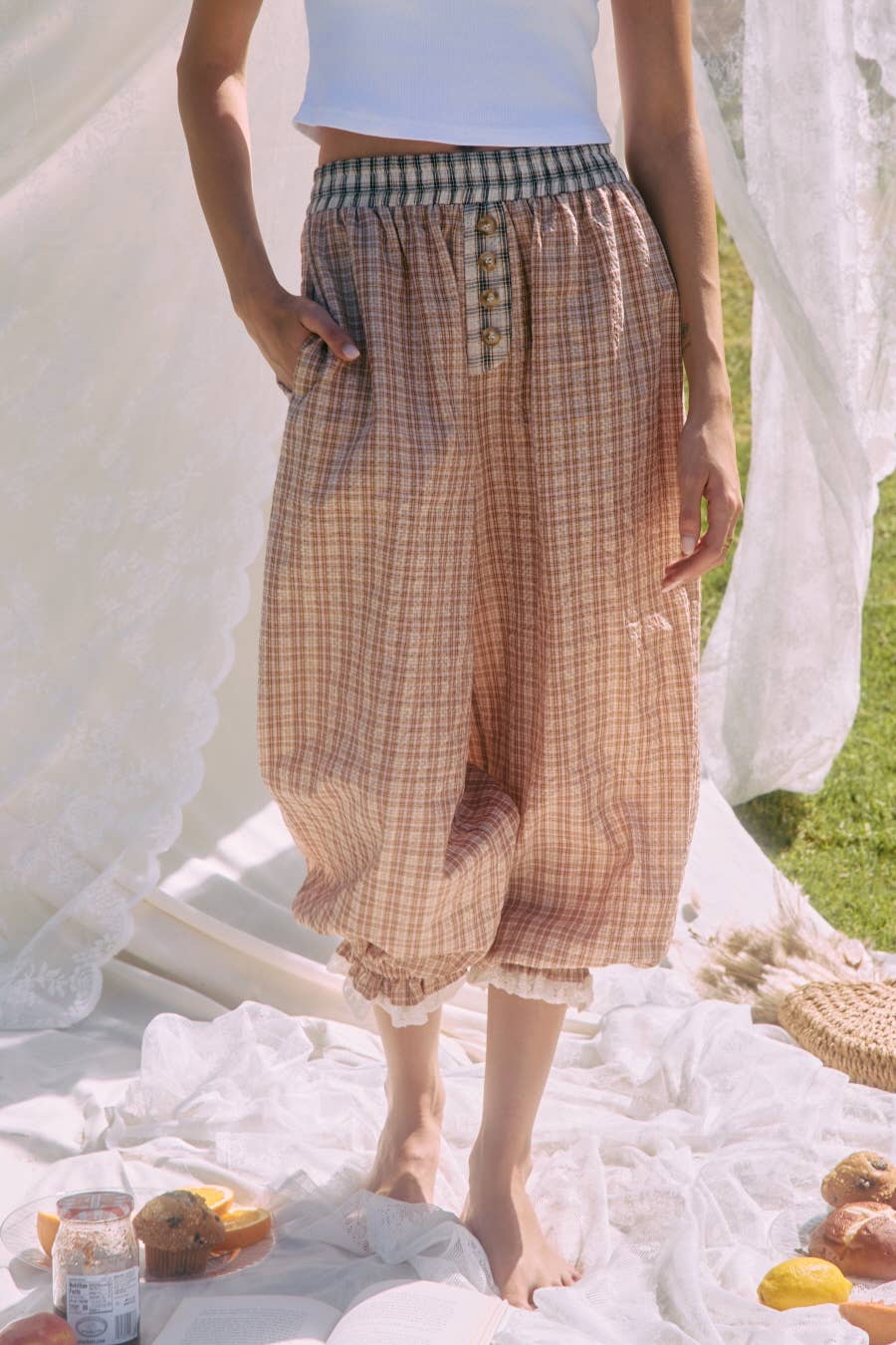 Plaid Balloon Pants