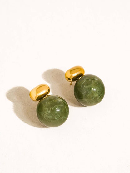 Velisse Green Marble Ball Earrings