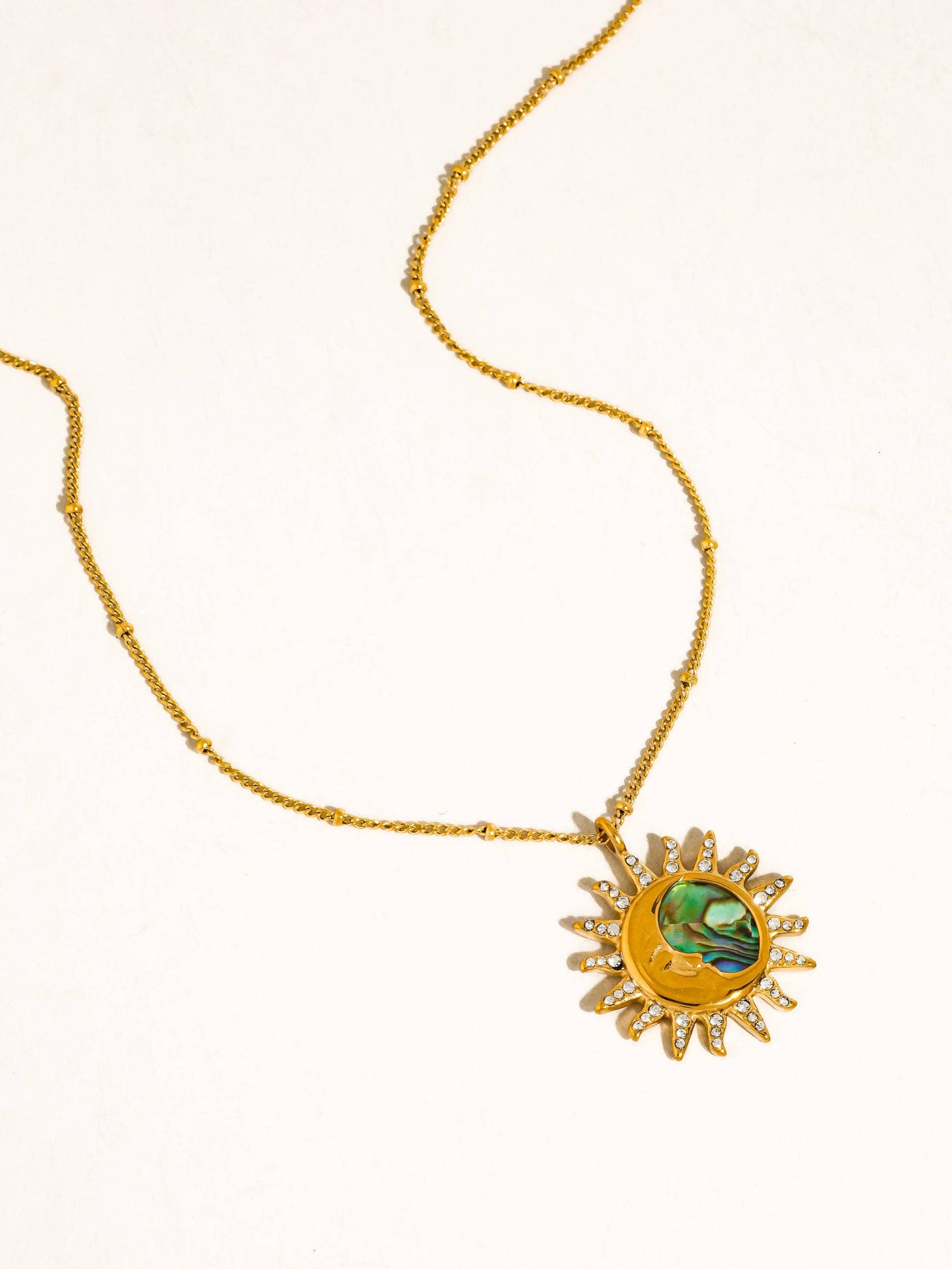Azure 18K Gold Non-Tarnish Sun Moon Pendant Necklace