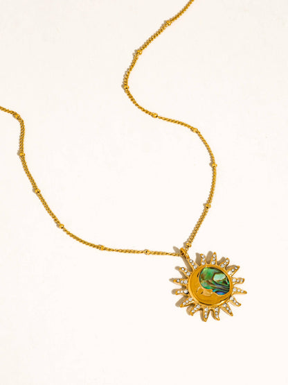 Azure 18K Gold Non-Tarnish Sun Moon Pendant Necklace