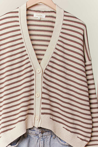 Brown & Cream Stripe Cardigan