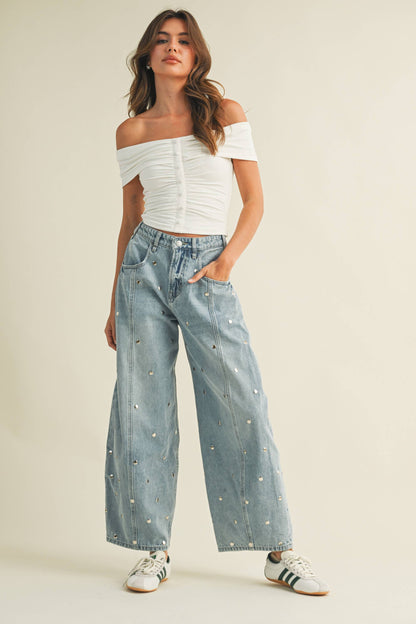 The Nova Studded Barrel Jeans