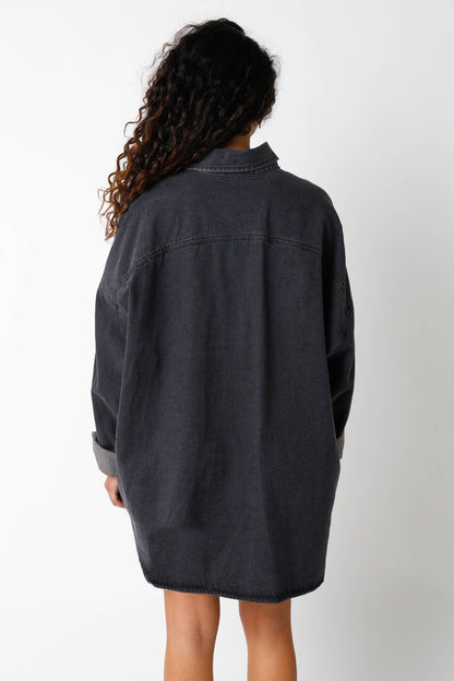 Finley Oversized Denim Shirt - Black