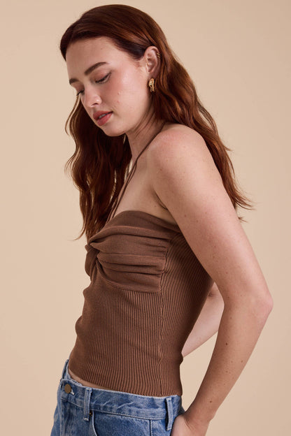 Twisted Tube Top Brown