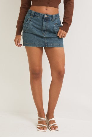 90's Mid-Rise Denim Skirt