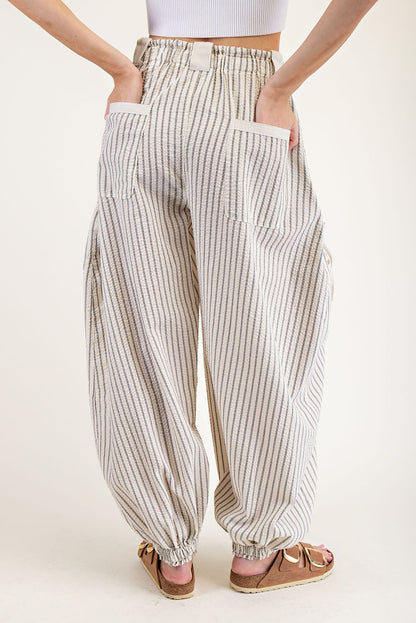 Nomad Stripe Joggers - Oatmeal