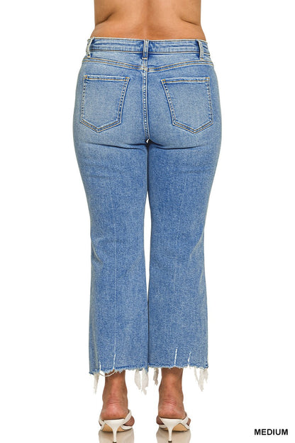 Mid Rise Kick Crop Flare Denim Jeans