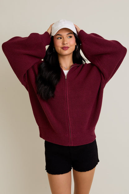 Café Cozy Knit - Burgundy