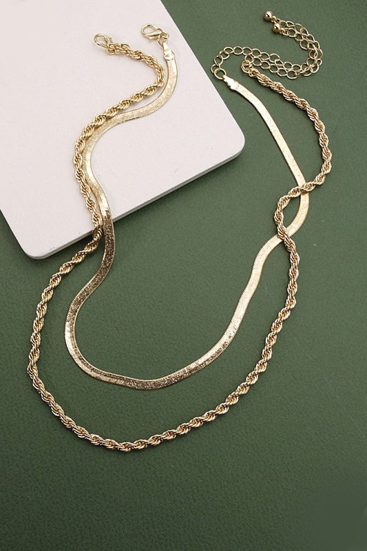 Oakly Herringbone and Rope Chain Necklace