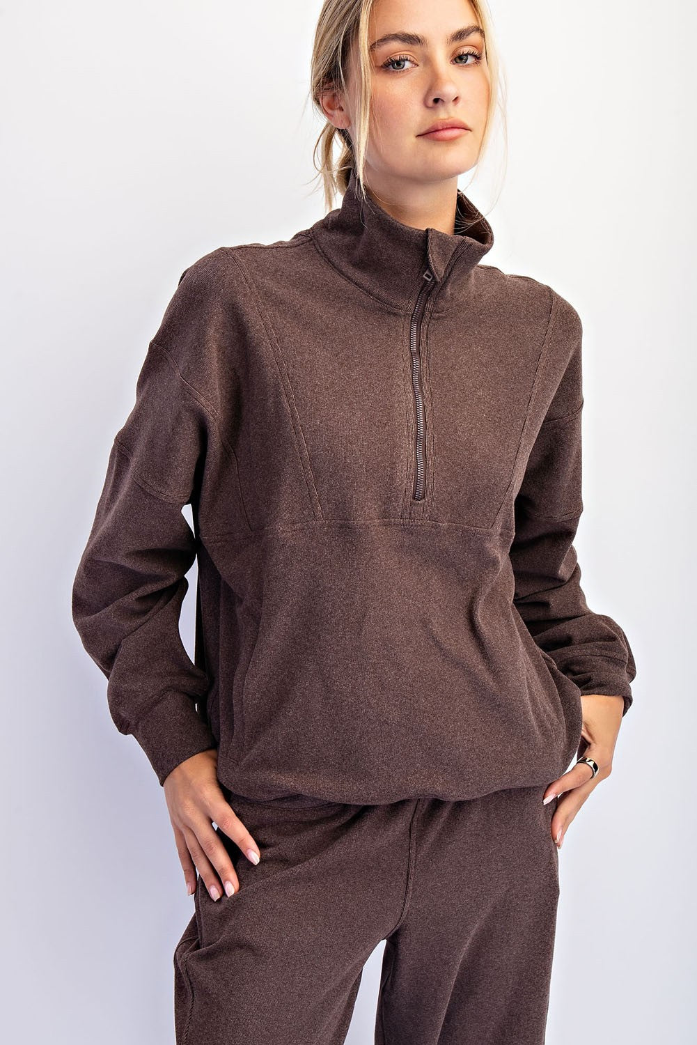 Brushed 1/4 Zip - Espresso